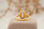 Antique Aquamarine and Moissanite Engagement Ring - MinimalistJewels