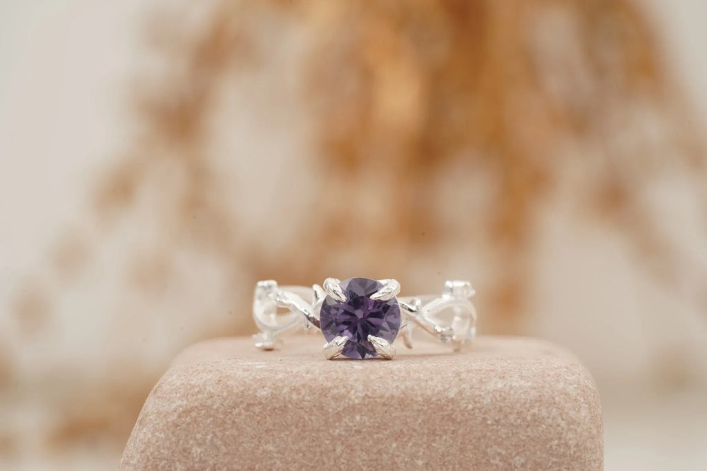 Alexandrite Gold Twist Engagement Ring | June Birthstone - MinimalistJewels