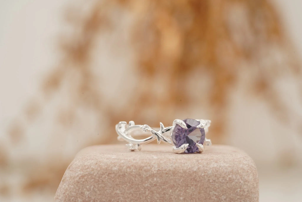 Alexandrite Gold Twist Engagement Ring | June Birthstone - MinimalistJewels