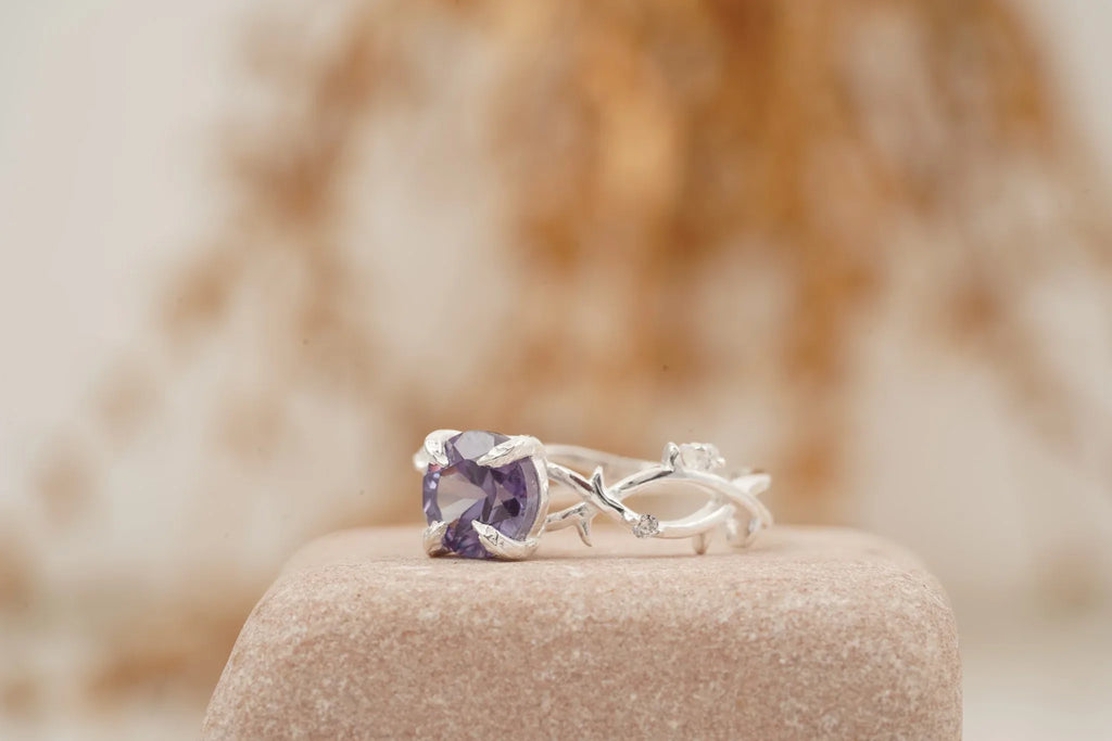 Alexandrite Gold Twist Engagement Ring | June Birthstone - MinimalistJewels