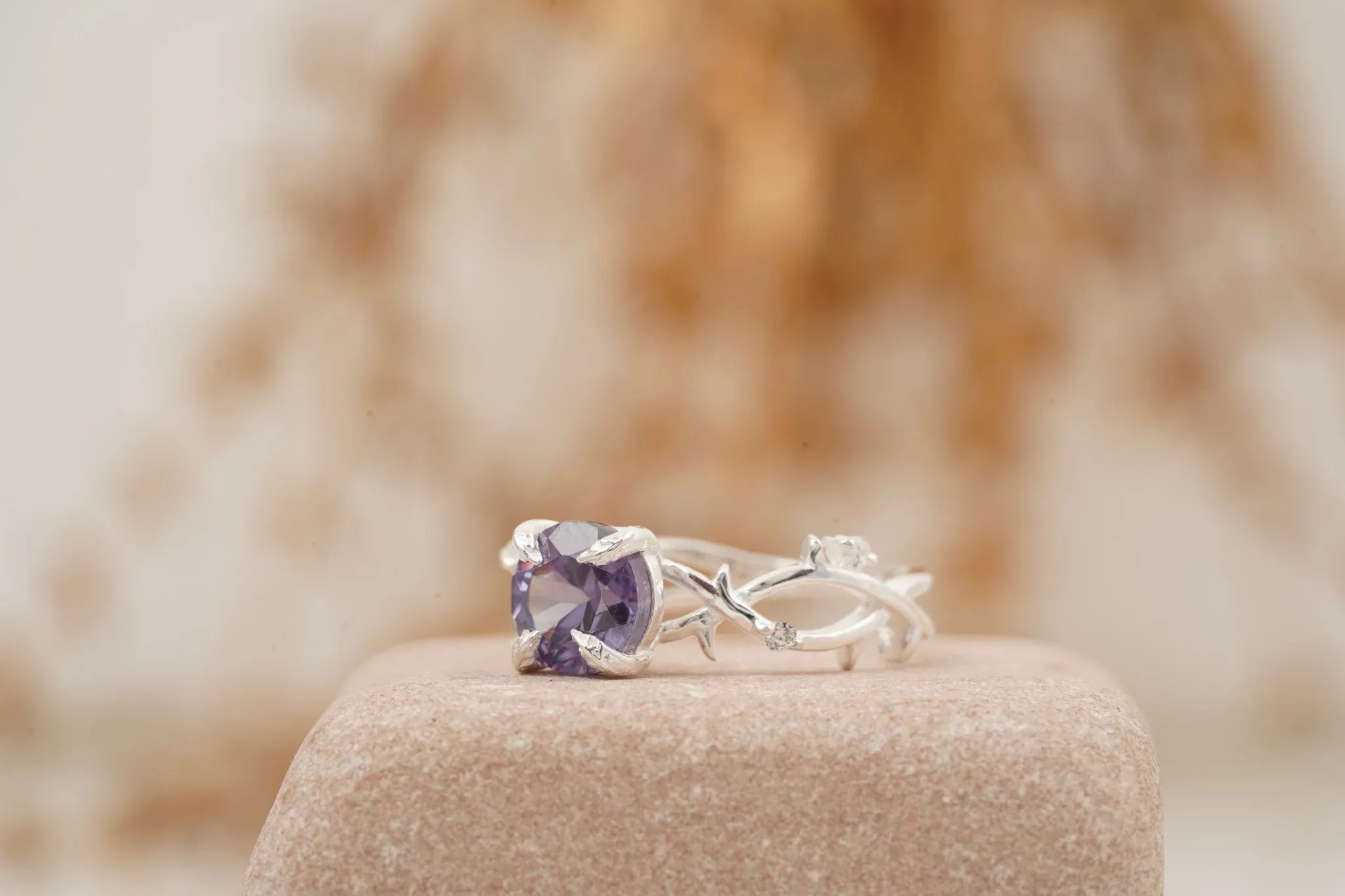 Alexandrite Gold Twist Engagement Ring | June Birthstone - MinimalistJewels