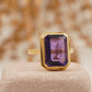 Large Alexandrite Bezel Set Engagement Ring 14K Yellow Gold