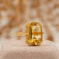 2Ct Large Citrine Emerald Cut Halo Diamond Engagement Ring