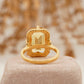 2Ct Large Citrine Emerald Cut Halo Diamond Engagement Ring