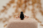 Coffin Shape Black Onyx Engagement Ring Gold Vermeil Ring - MinimalistJewels