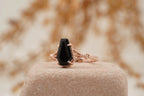 Coffin Shape Black Onyx Engagement Ring Gold Vermeil Ring - MinimalistJewels