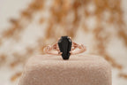 Coffin Shape Black Onyx Engagement Ring Gold Vermeil Ring - MinimalistJewels