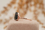 Coffin Shape Black Onyx Engagement Ring Gold Vermeil Ring - MinimalistJewels