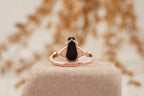Coffin Shape Black Onyx Engagement Ring Gold Vermeil Ring - MinimalistJewels