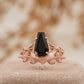 Coffin Shape Black Onyx Engagement Ring Set Curved Stacking Band