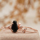 Coffin Shape Black Onyx Engagement Ring Set Curved Stacking Band