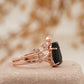 Coffin Shape Black Onyx Engagement Ring Set Curved Stacking Band