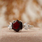 Hexagon Cut Red Garnet Marquise Cut Cluster Engagement Ring