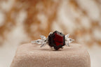 Hexagon Cut Red Garnet Marquise Cut Cluster Engagement Ring - MinimalistJewels