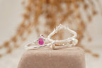 Pear Ruby Cluster Ring with Moissanite Enhancer wedding band - MinimalistJewels