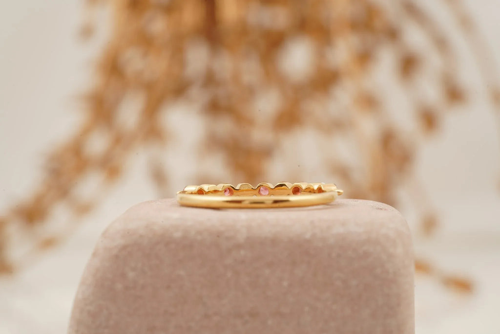 Pearl And Garnet Stacking Matching Birthstone Wedding Band - MinimalistJewels