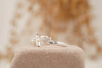 Pearl Leaf Floral Halo Diamond Art Deco Wedding Band - MinimalistJewels