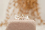Pearl Leaf Floral Halo Diamond Art Deco Wedding Band - MinimalistJewels