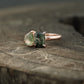 Moss agate and emerald engagement ring