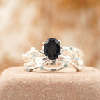 Oval Blue Sandstone Engagement Ring Women - MinimalistJewels