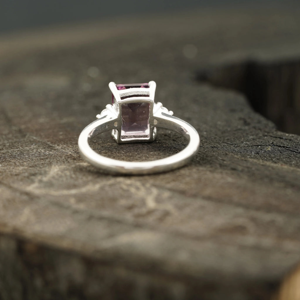 Emerald Cut Pink Tourmaline Ring - MinimalistJewels