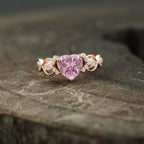 Heart Shaped Pink Sapphire Twisted Engagement Ring - MinimalistJewels