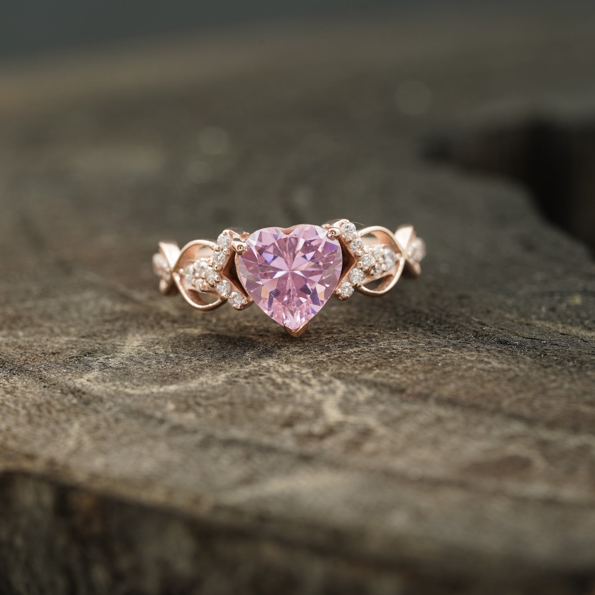 Heart-shaped pink sapphire engagement ring