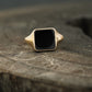 Black onyx signet ring in 14k gold