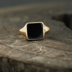 Perfect Men's Black Onyx Signet Rings 14k Solid Gold - MinimalistJewels