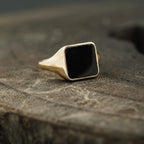 Perfect Men's Black Onyx Signet Rings 14k Solid Gold - MinimalistJewels