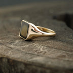 Perfect Men's Black Onyx Signet Rings 14k Solid Gold - MinimalistJewels