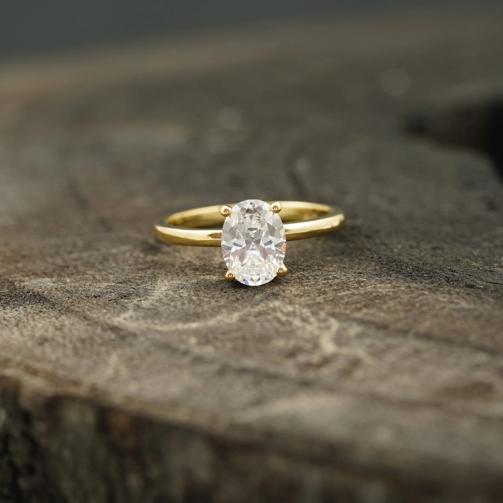 Oval Moissanite Solitaire Ring 10k Solid Gold - MinimalistJewels