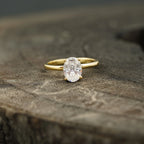 Oval Moissanite Solitaire Ring 10k Solid Gold - MinimalistJewels