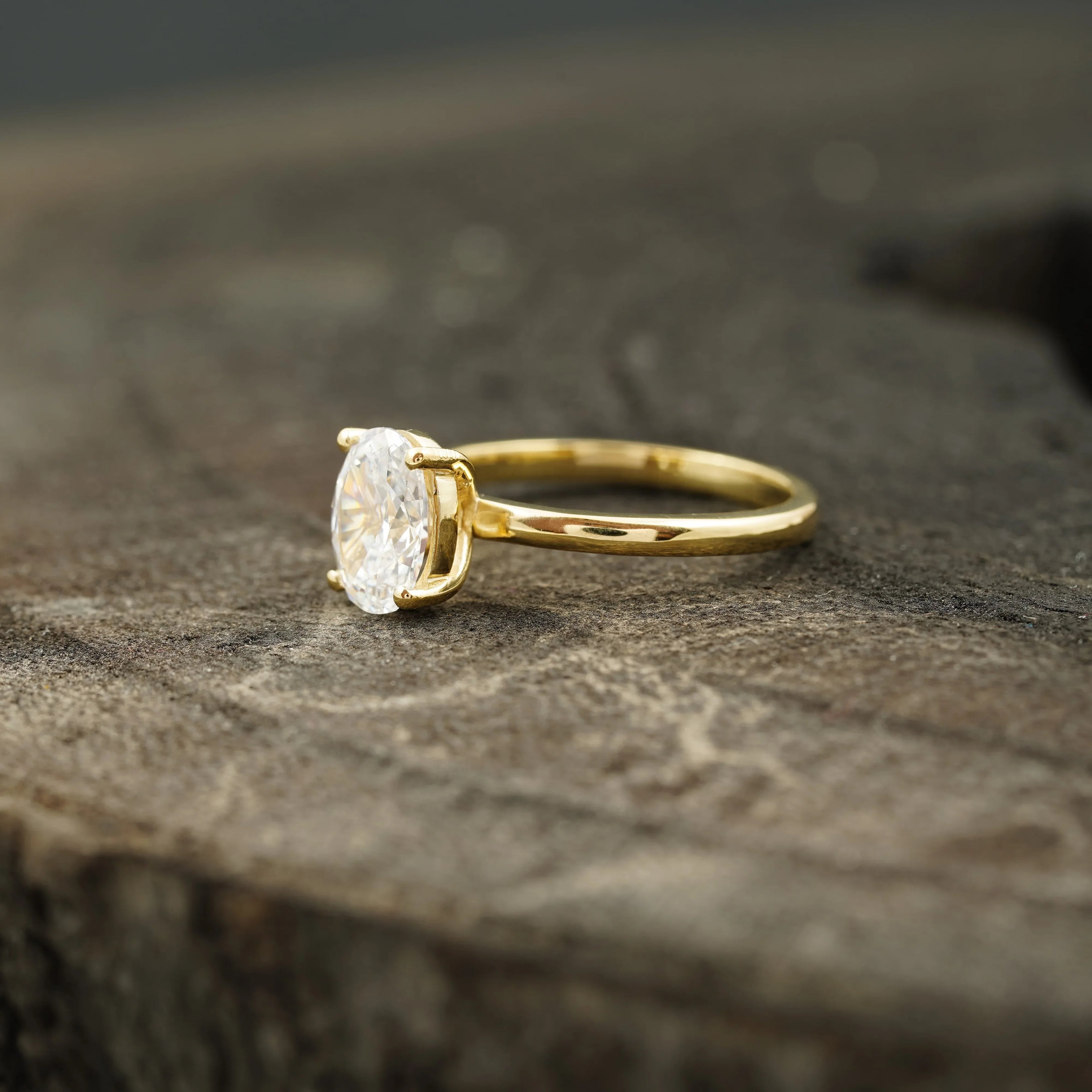 Oval Moissanite Solitaire Ring 10k Solid Gold - MinimalistJewels