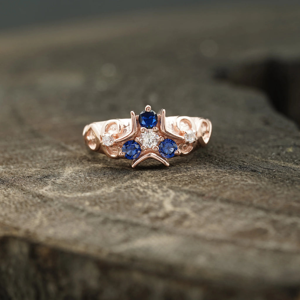 Triforce Zora's Sapphire Spiritual Stone Legend of Zelda Ring - MinimalistJewels