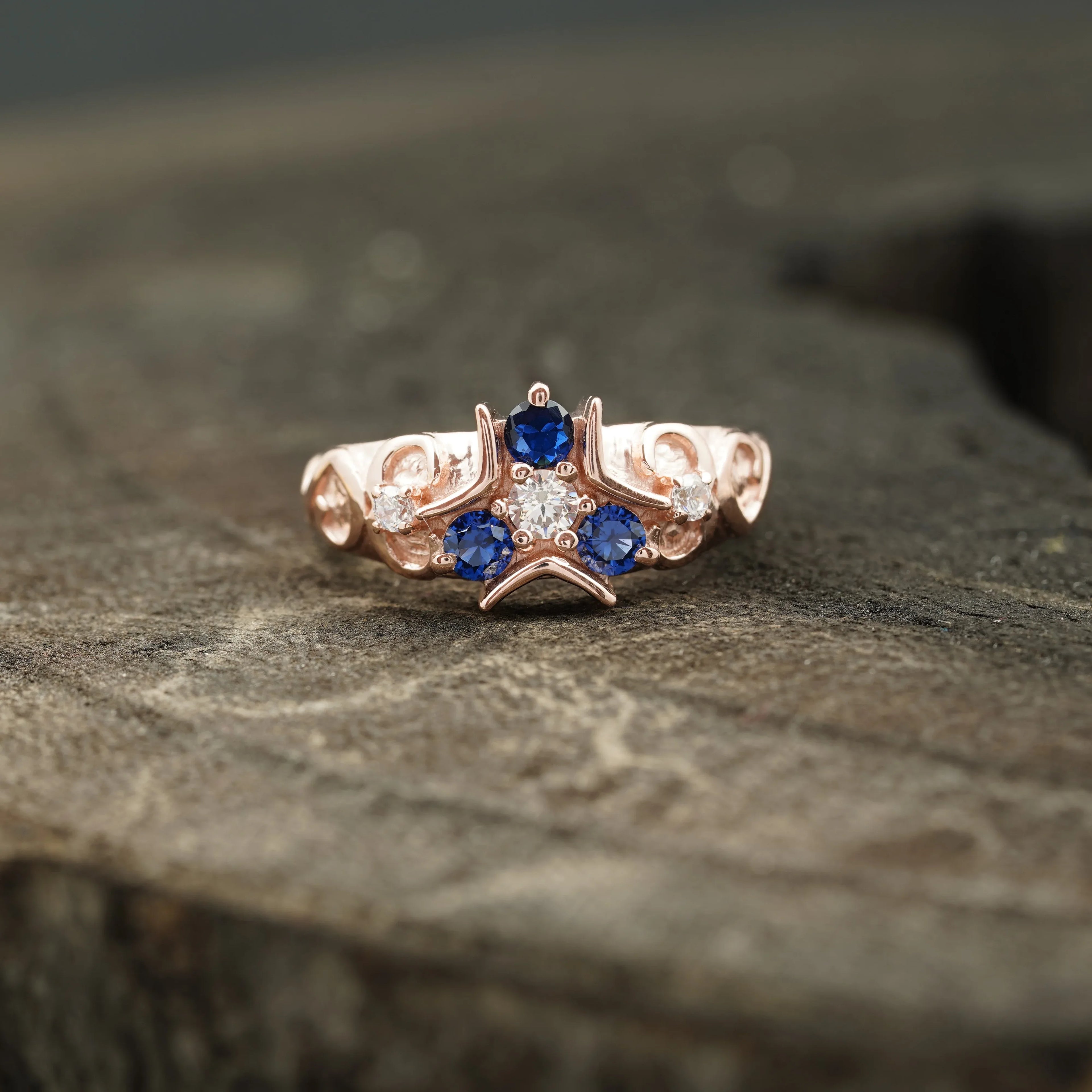 Triforce Zora's Sapphire Spiritual Stone Legend of Zelda Ring - MinimalistJewels