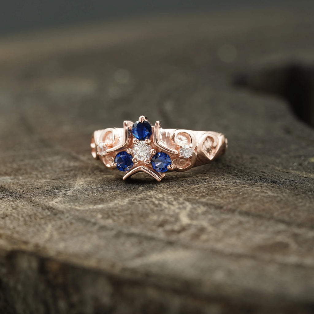 Triforce Zora's Sapphire Spiritual Stone Legend of Zelda Ring - MinimalistJewels