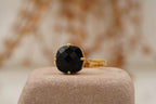 Cushion Black Onyx Vermeil Engagement Ring - MinimalistJewels