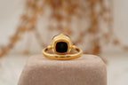 Cushion Black Onyx Vermeil Engagement Ring - MinimalistJewels