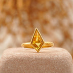 Kite-Shaped Citrine Gold Engagement Ring - MinimalistJewels