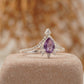 Pear Cut Alexandrite Wedding Band Stacking Diamond Curved Ring