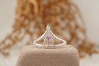 Pear Cut Alexandrite Wedding Band Stacking Diamond Curved Ring - MinimalistJewels