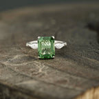 Natural Green Amethyst Prestolite Engagement Ring - MinimalistJewels