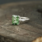 Natural Green Amethyst Prestolite Engagement Ring - MinimalistJewels
