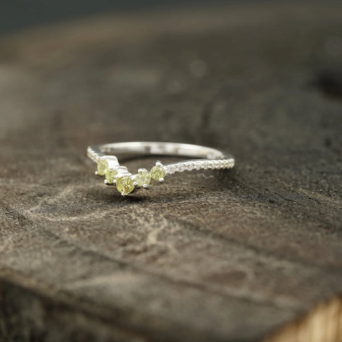 Curved Green Amethyst Stacking Matching Wedding Band - MinimalistJewels
