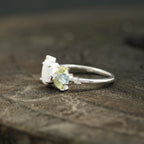 Oval Cut Fire Opal Cluster October Birthstone Engagement Ring - MinimalistJewels