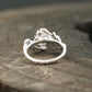 Round Citrine Leaf Engagement Ring | Nature-Inspired 925 Silver