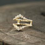 Double Curved Enhancer Moissanite Rose Gold Wedding Band Ring - MinimalistJewels
