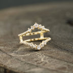 Double Curved Enhancer Moissanite Rose Gold Wedding Band Ring - MinimalistJewels