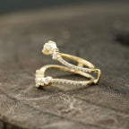 Double Curved Enhancer Moissanite Rose Gold Wedding Band Ring - MinimalistJewels